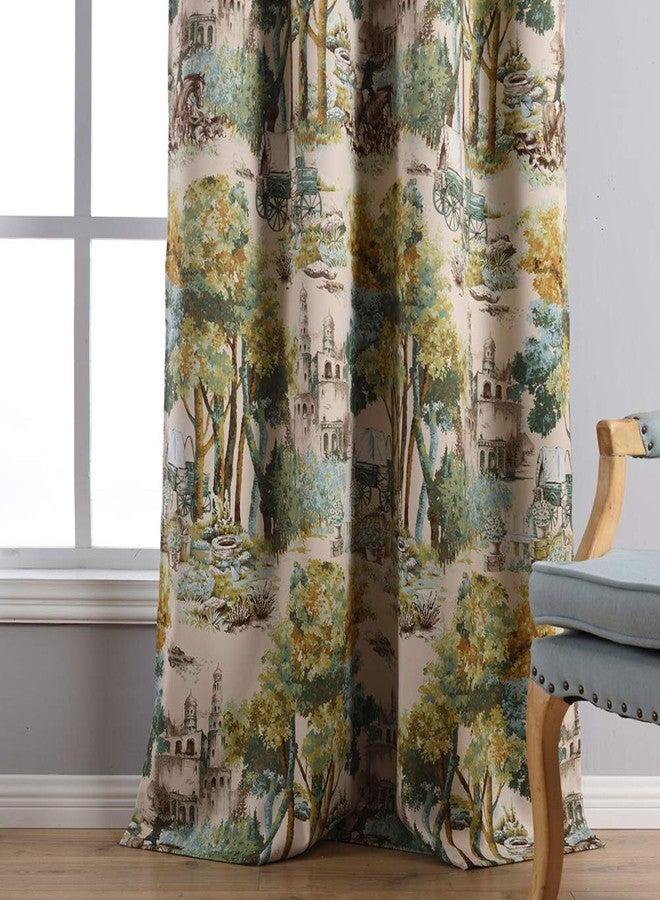 Kotile Forest Artistic Oil Painting Print Rustic Vintage Decor Collection Blocking Draperies 2 Panels 84 Inch Length, Grommet Thermal Insulated Room Darkening Curtains for Living Room - Image 4